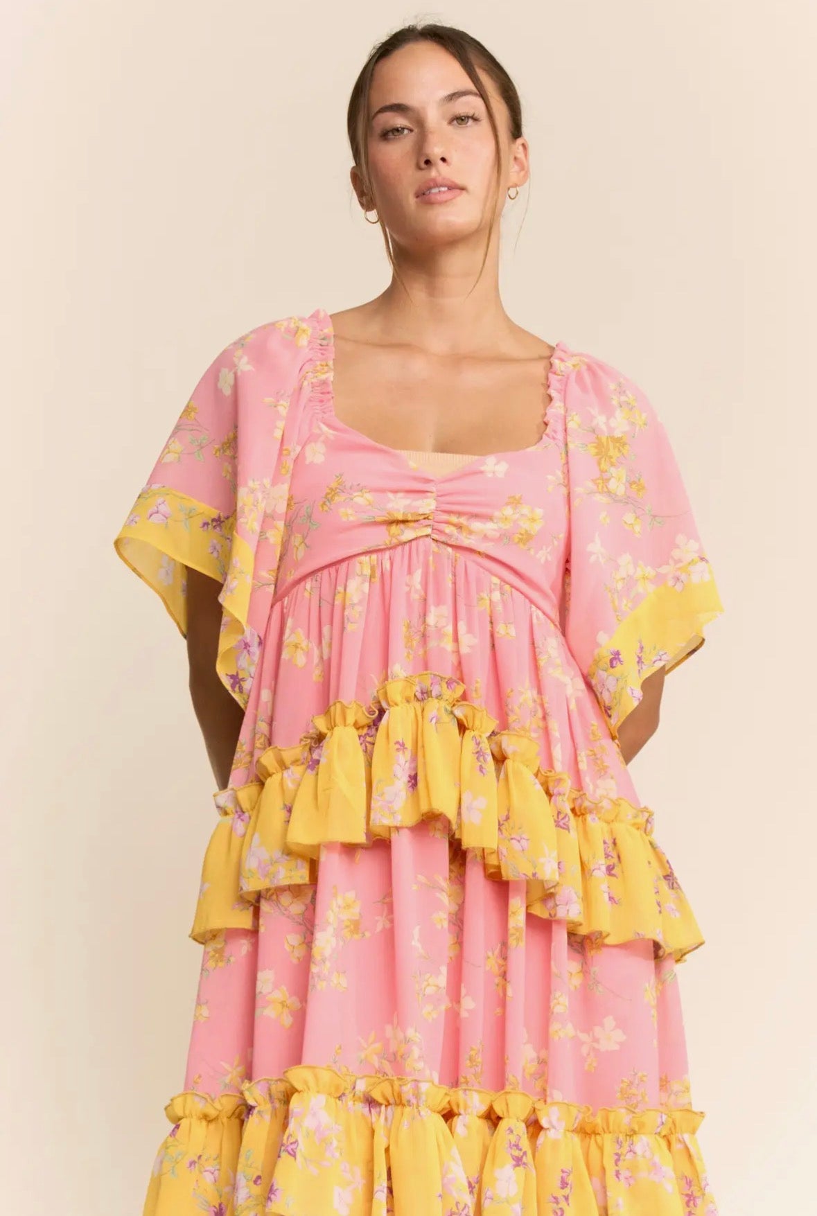 Flower Mixed Print Maxi Dress