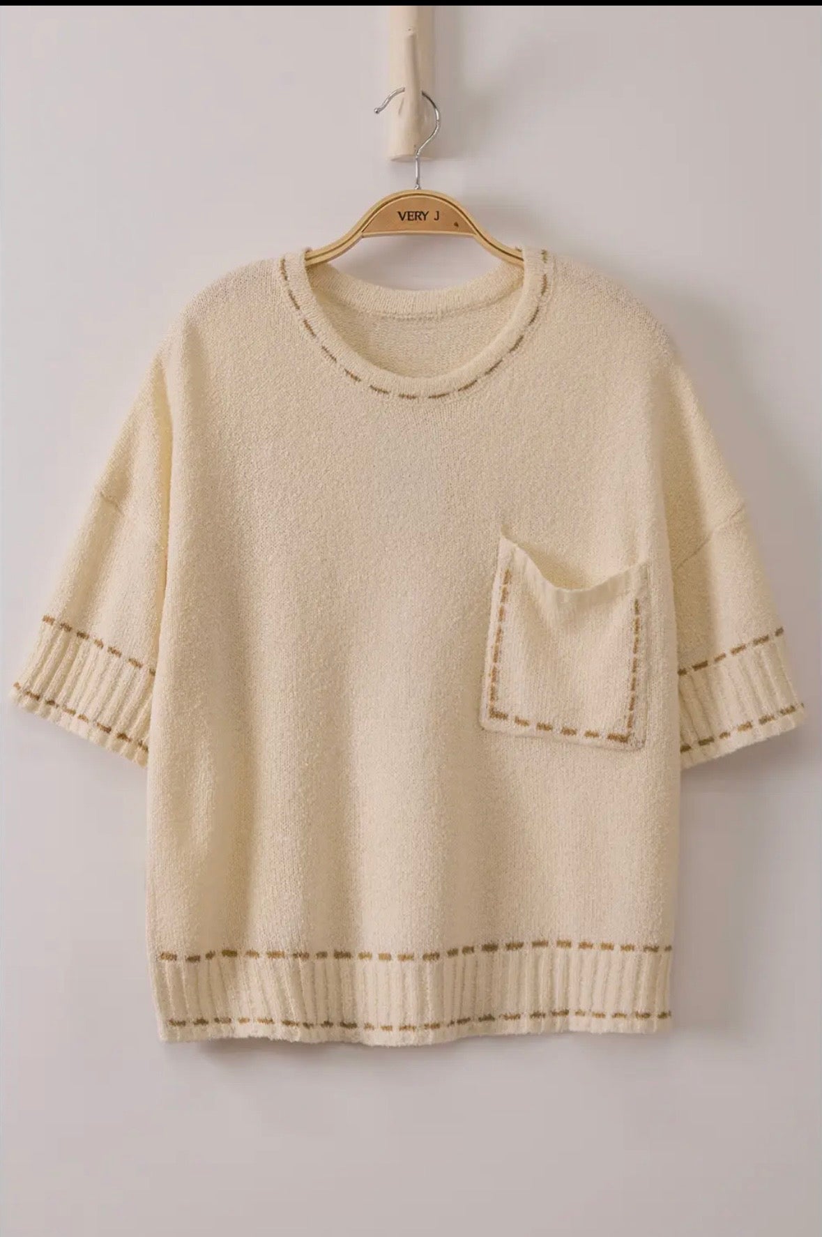 Plus Stitch Detail Sweater Top