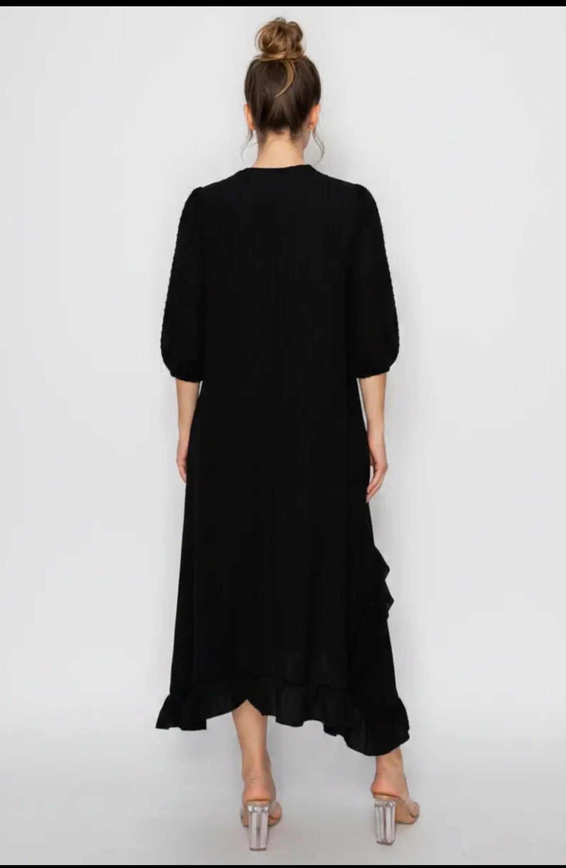 Classic Round Neck textured Midi Dress