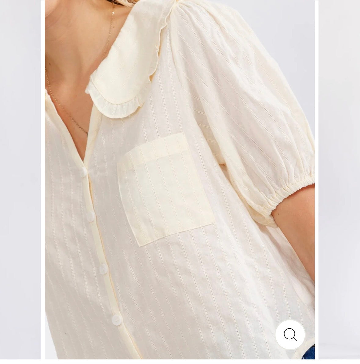 Button Up Front Pocket Stitched Detailed Blouse