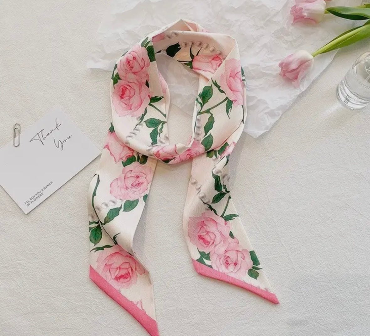 Soft Silky Skinny Twilly Scarf Necklace Wrap