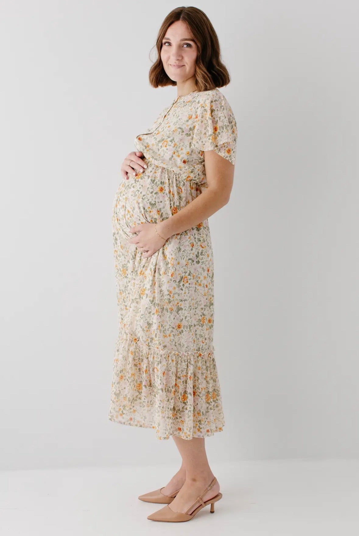 Flutter Sleeve Garden Floral Maxi Dress