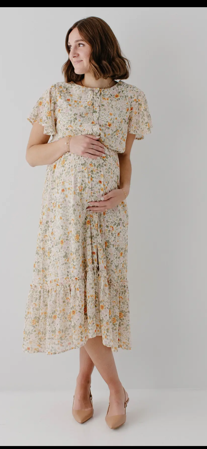 Flutter Sleeve Garden Floral Maxi Dress